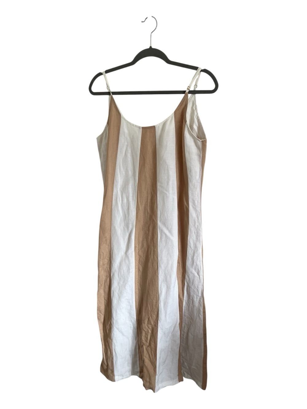 Hermoza Striped Beige & White Slip Dress, size medium